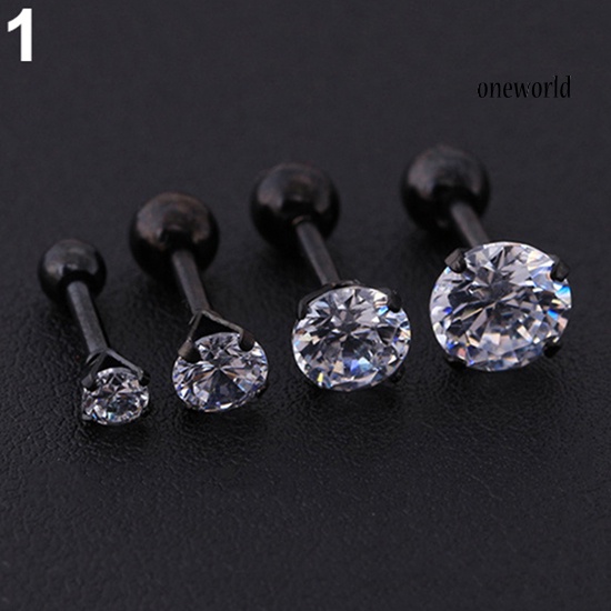 OW@ Men Women Rhinestone Cartilage Tragus Bar Helix Upper Ear Earring Stud Jewelry