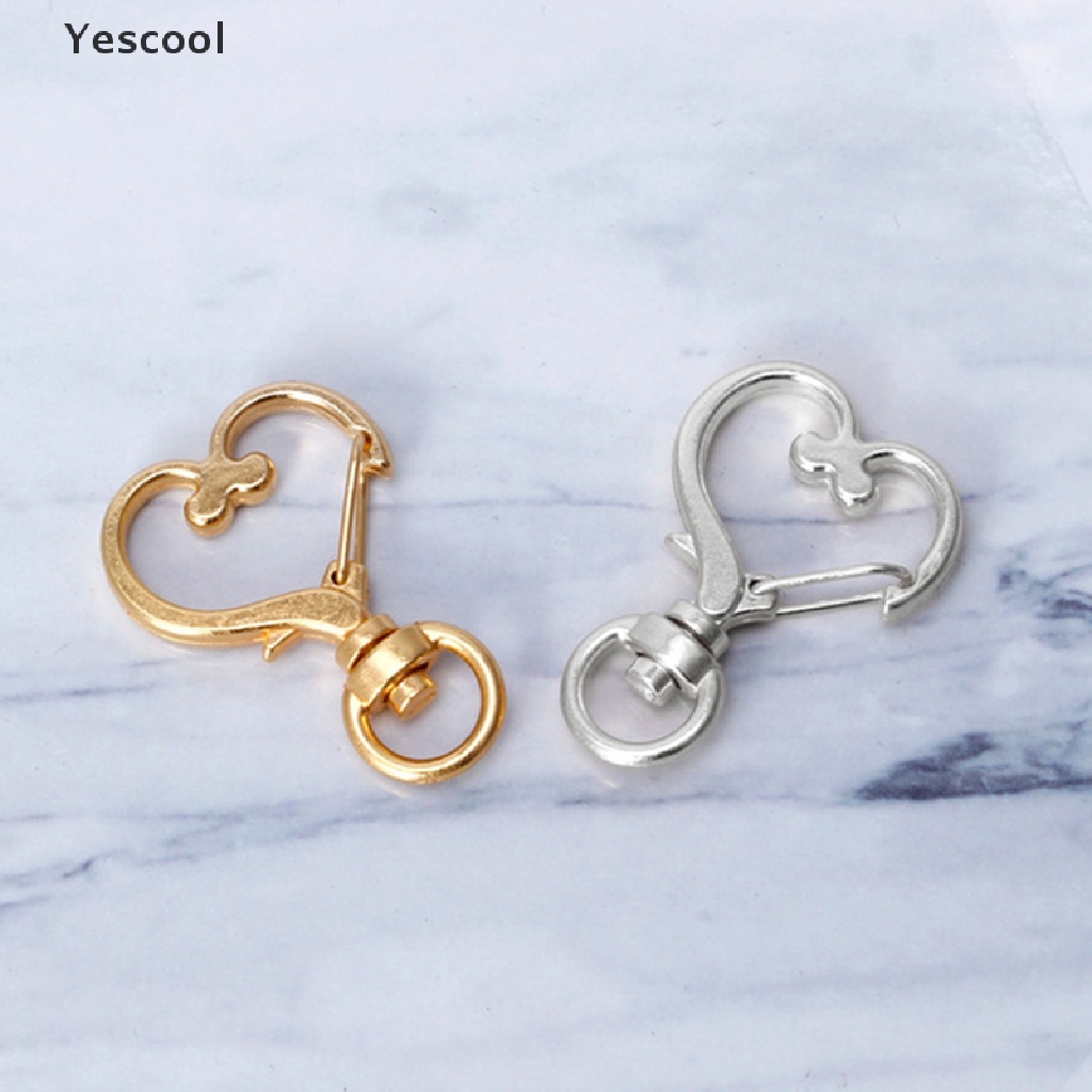 Yescool 10pcs Gantungan Kunci Bentuk Hati Desain Hollow DIY