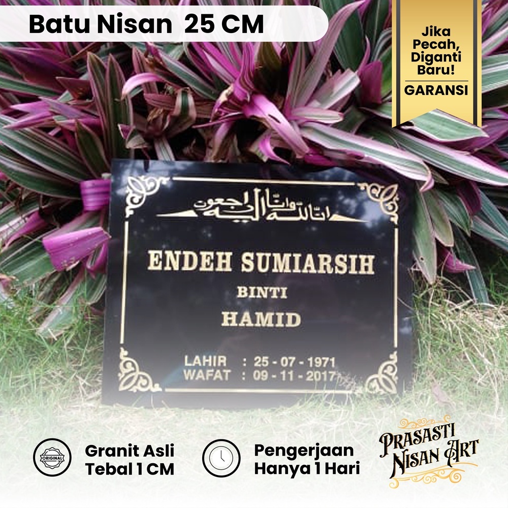 Prasasti Tulisan Nama Batu Nisan Granit Asli 25CM