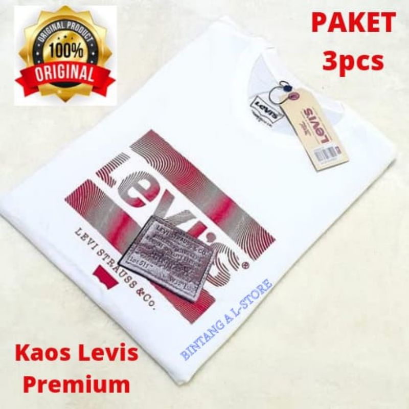 [COD] BELI 1 DAPAT 3PCS KAOS PRIA KWALITAS PREMIUM / KAOS LEVISS / Kaos pria /  KAOS DISTRO ORIGINAL(Kaos Leviss)