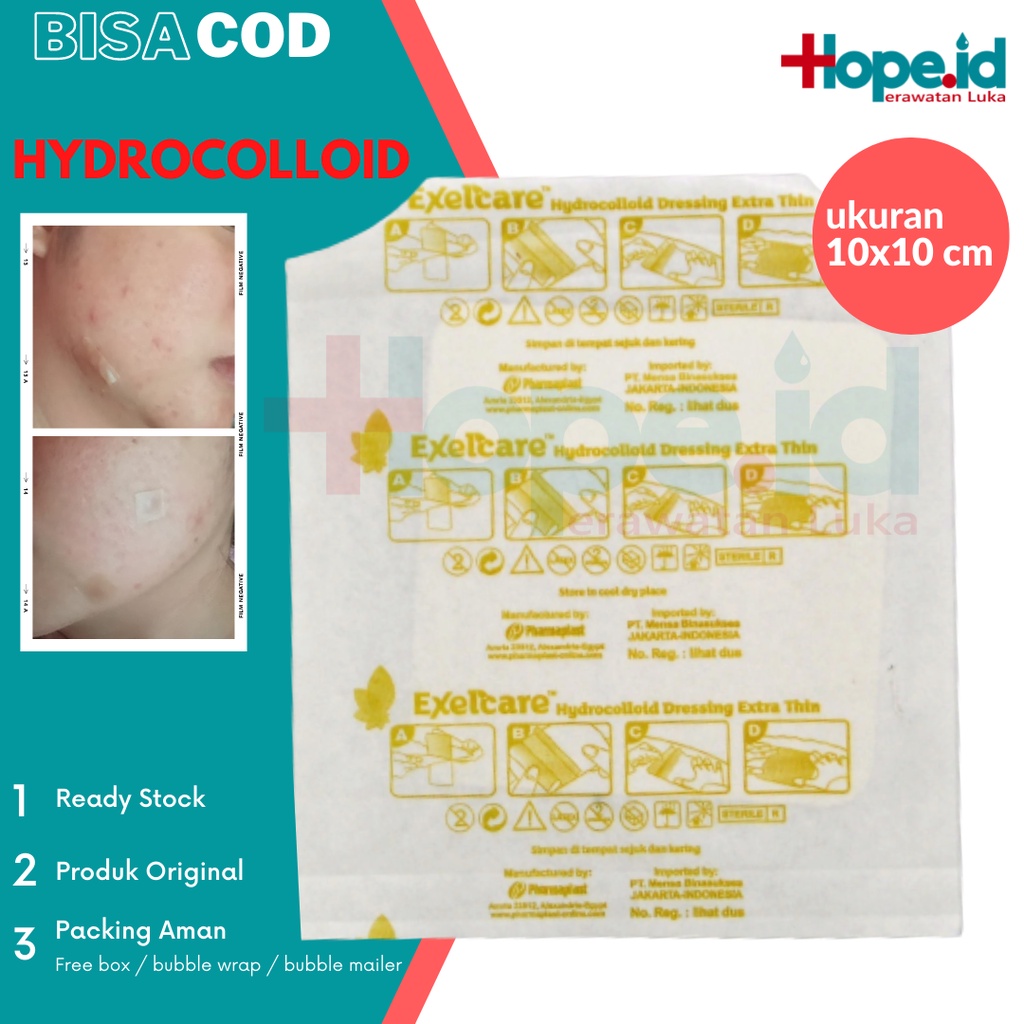 Hydrocolloid Extra Thin Acne Pimple Patch 10 cm x 10 cm | Exelcare | Pharmacoll | Duoderm | Innomed | Focallure | Nourish