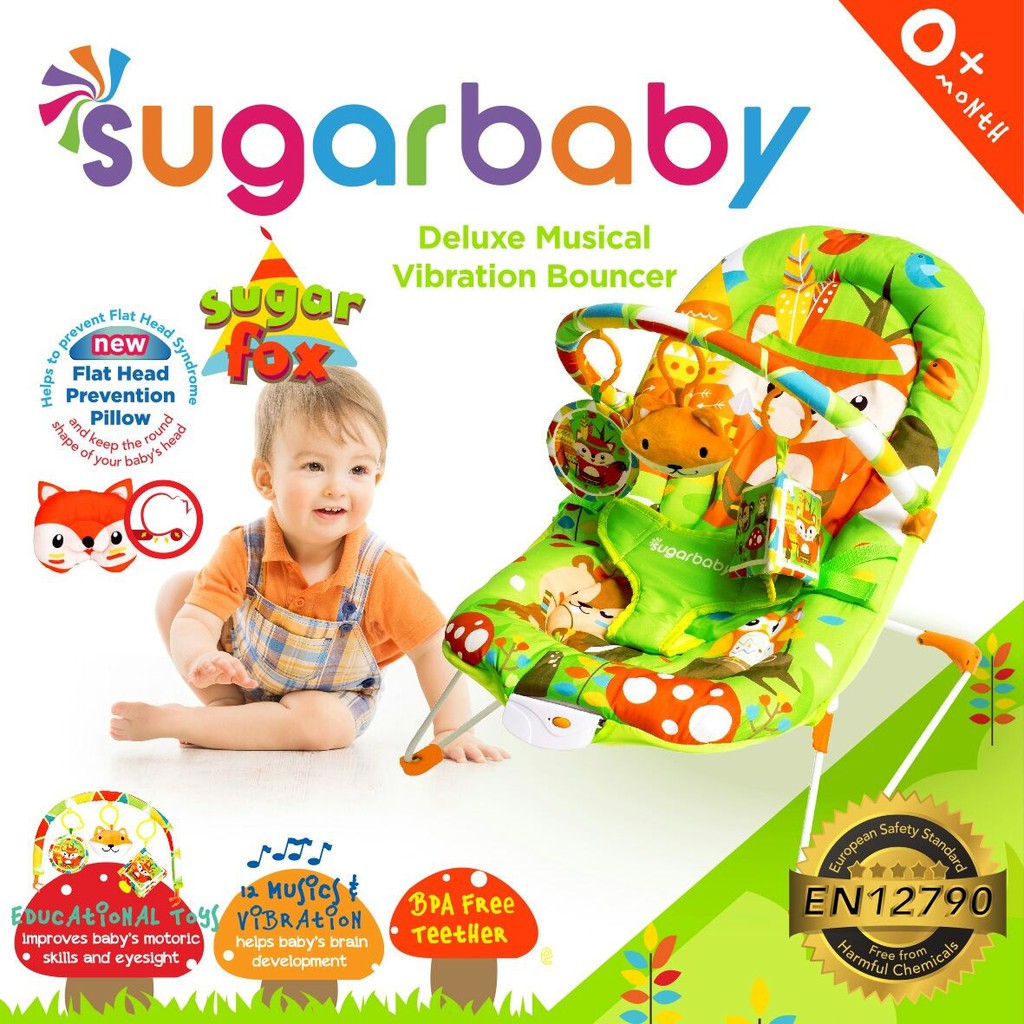 Sugar Baby Bouncer Bayi 1 Recline, 3 Recline Deluxe Musical Vibration Kursi Bayi-1 Rec -- Sugar Fox