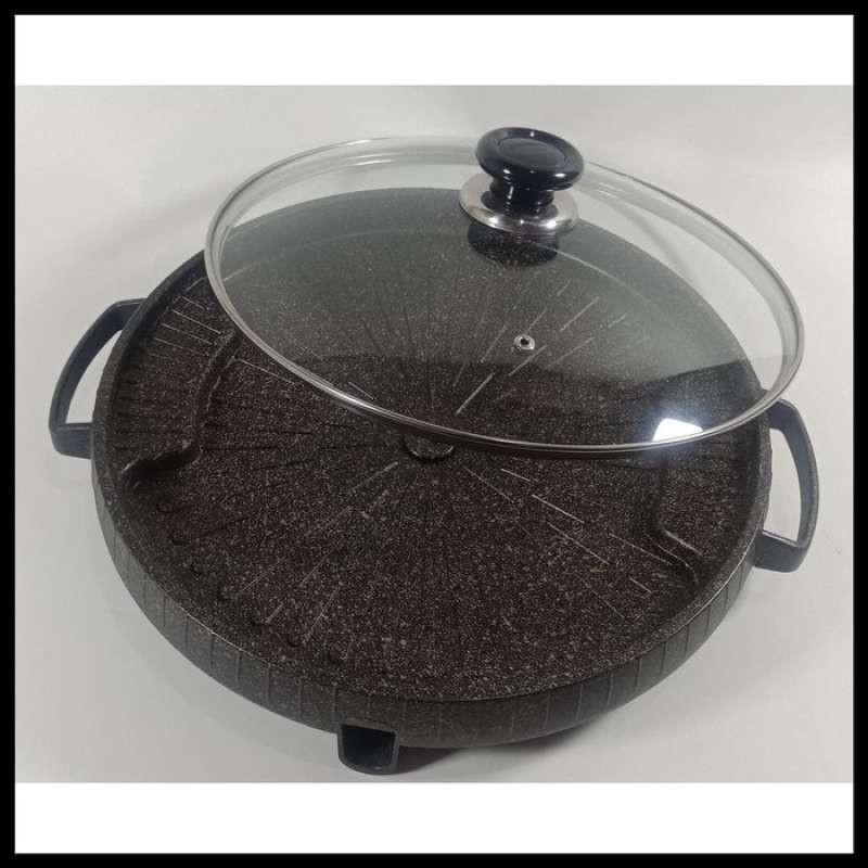 All New BULGOGI GRILL PAN MARBLE NON STICK 32cm + TUTUP KACA