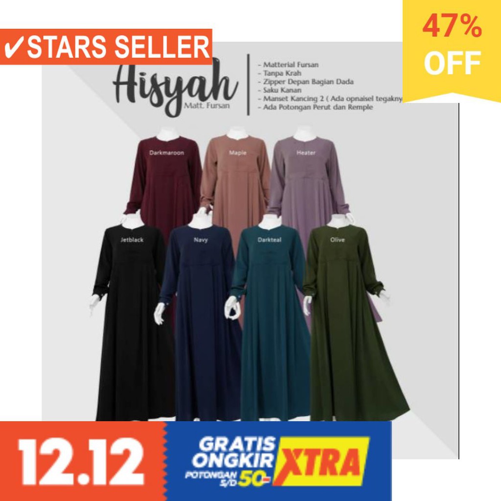 BUSANA MUSLIM PEREMPUAN FASHIONABLE CEWEK CANTIK / Gamis AISYAH Fursan ALHAURAA