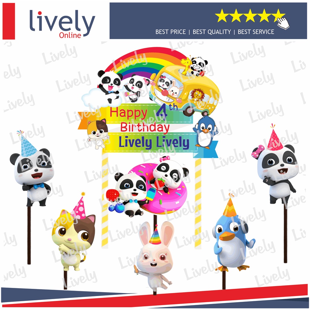 CUSTOM NAMA CAKE TOPPER KARAKTER BABYBUS HIASAN KUE ULANG TAHUN HAPPY BIRTHDAY