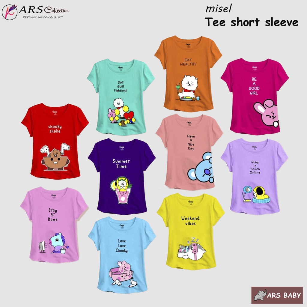 Baju Perempuan Lengan Pendek Kaos Misel Junior Bahan Tebal BT 21 Series