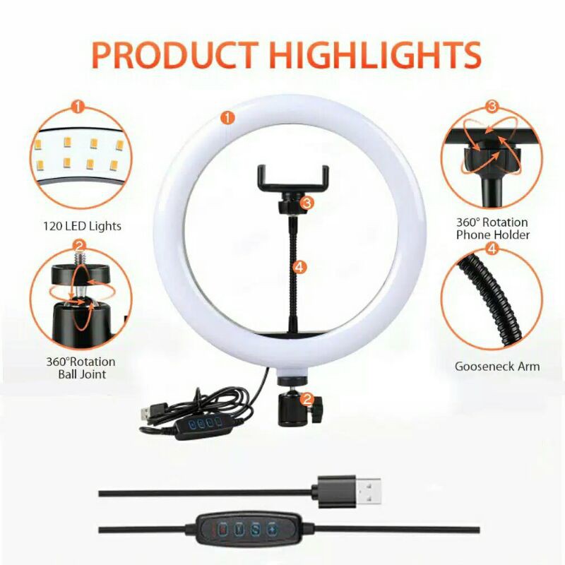 Ring Light 26cm + Light Stand Tripod 2.1M/Selfie/VLOGGER/LIVE STREAMER