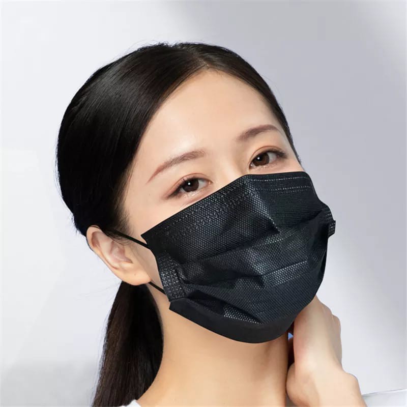 *ALIBABA1688* MASKER 3PLY  Masker Mulut Hitam / Masker hitam 3PLY