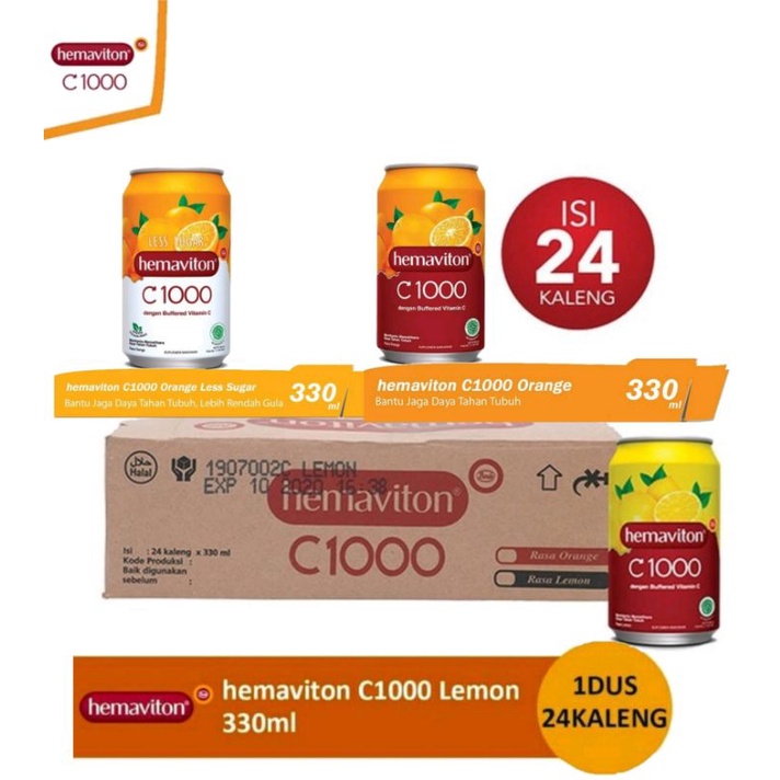 

1 Dus Hemaviton C1000 Orange, Lemon, Les Sugar 330 ml Isi 24 Pcs / Dus