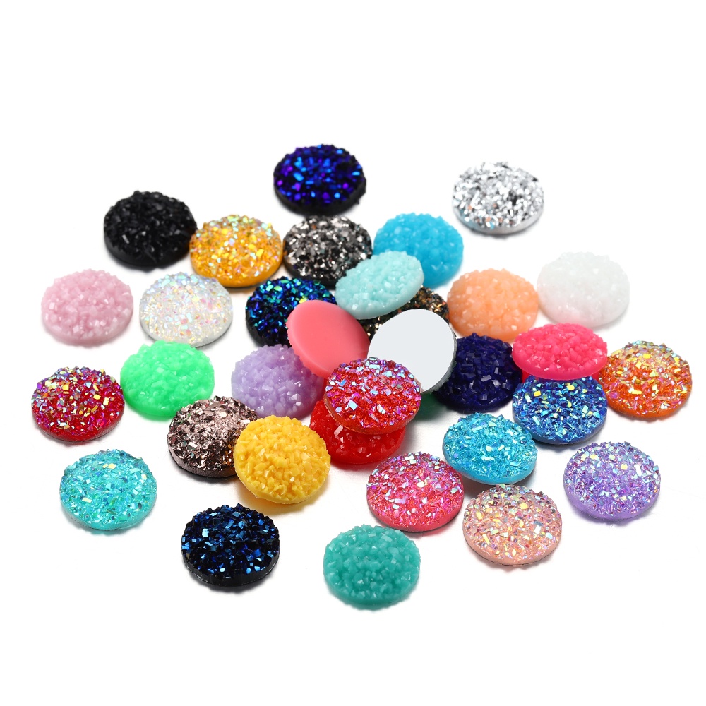 30Pcs/Lot 12mm Campuran warna resin bulat cabochon patch kecil DIY membuat perhiasan persediaan