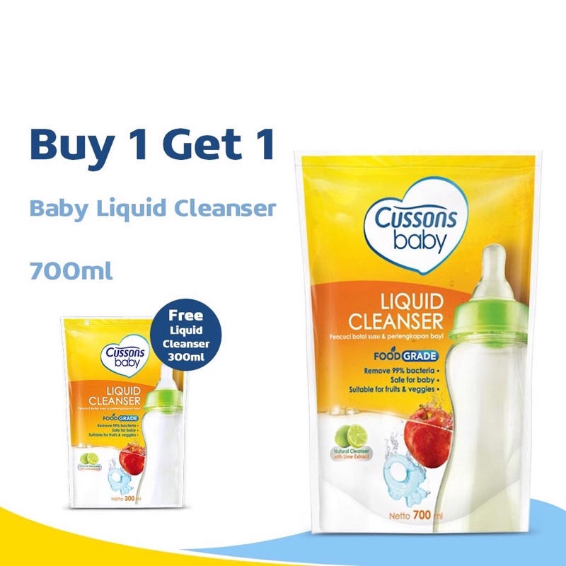 Cussons Baby Liquid Cleanser 450ml free 300ml &amp; 300+100ml / Sabun cuci botol bayi