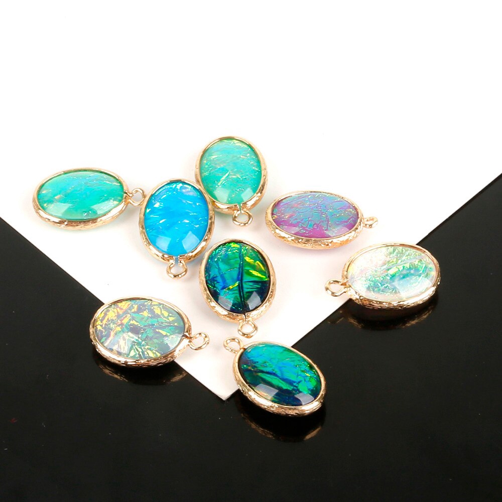 Liontin Bentuk Oval Bahan Resin Lapis Tembaga Untuk Membuat Kerajinan Anting Gelang