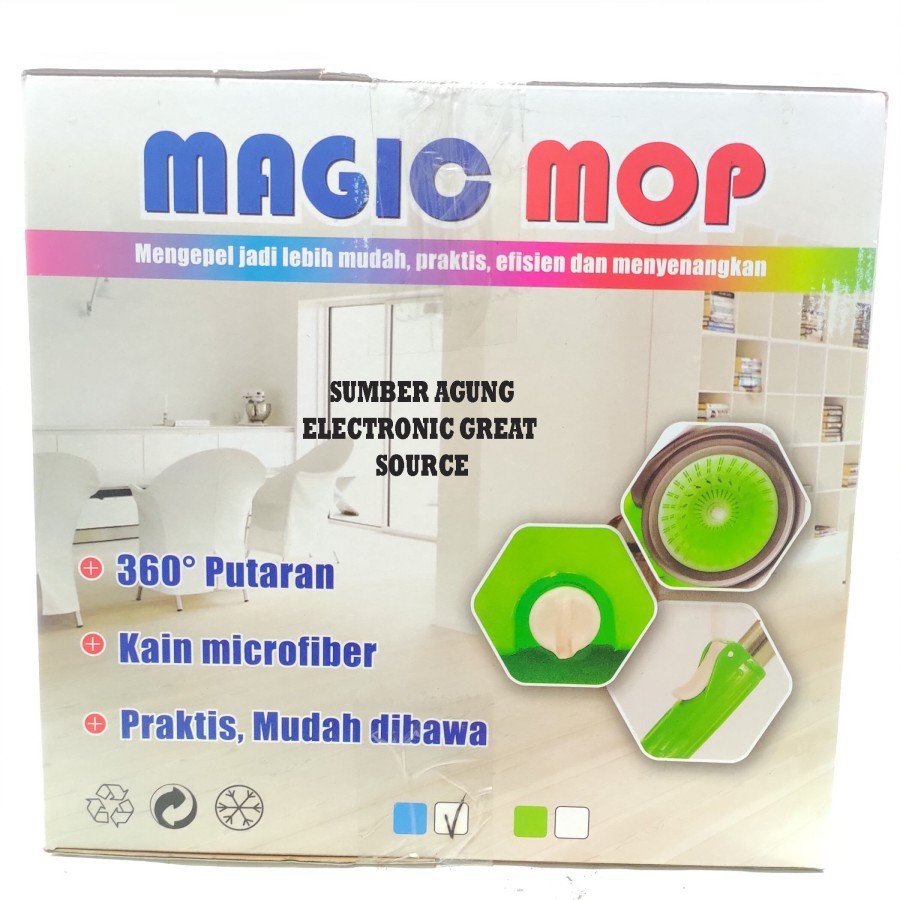 Q2 623 Magic Mop Dengan Roda Pel Peras Otomatis Bersih Lap Microfiber