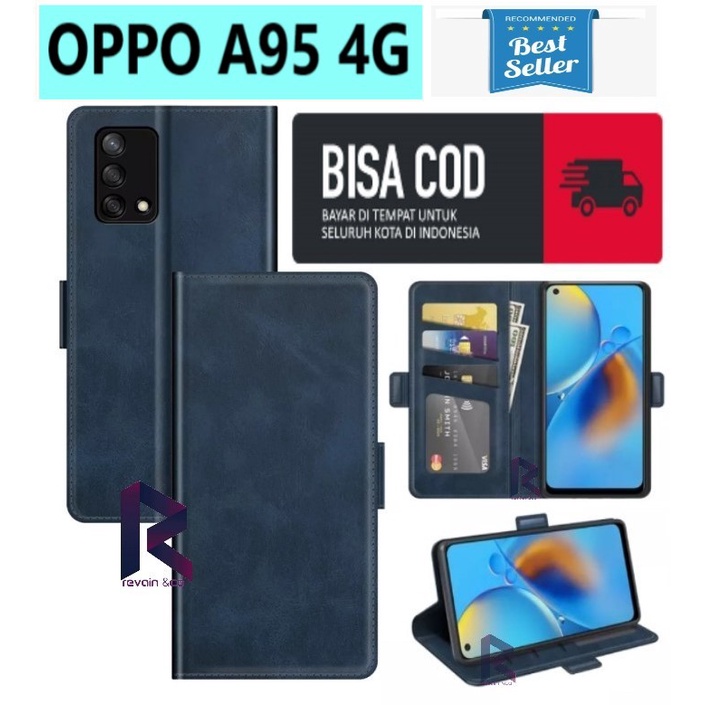 NEW OPPO A95 4G FLIP WALLET LEATHER KULIT PREMIUM SARUNG BUKA TUTUP FLIP CASE OPPO A95 4G