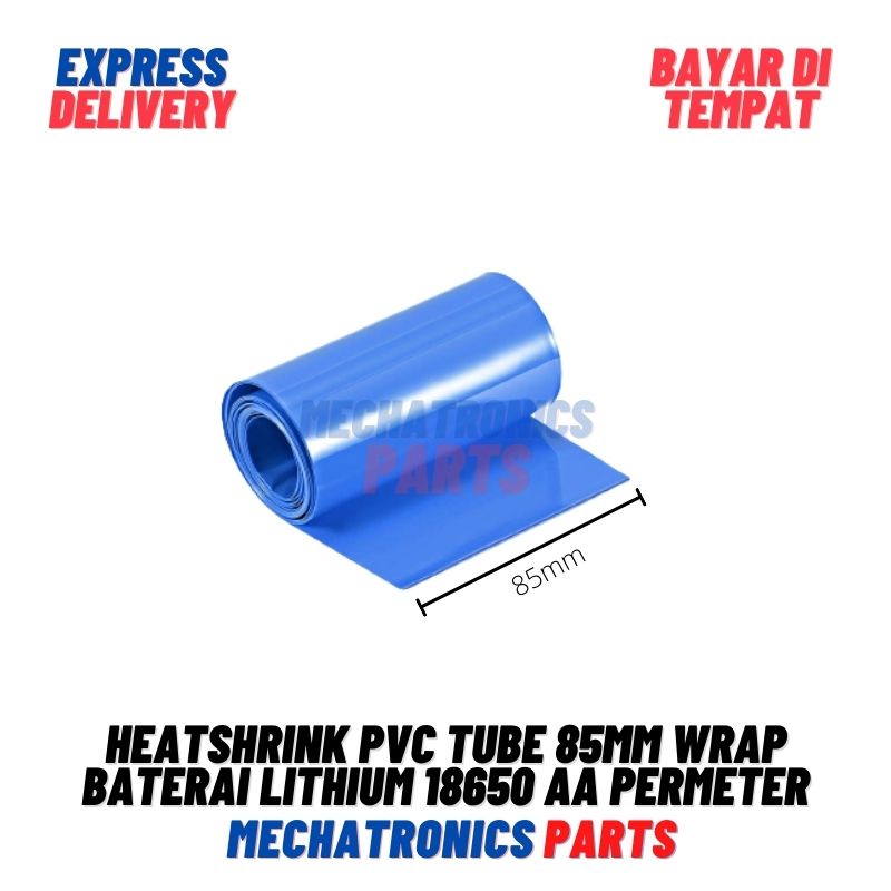 Heatshrink PVC Tube 85mm Wrap Baterai Lithium 18650 AA Permeter