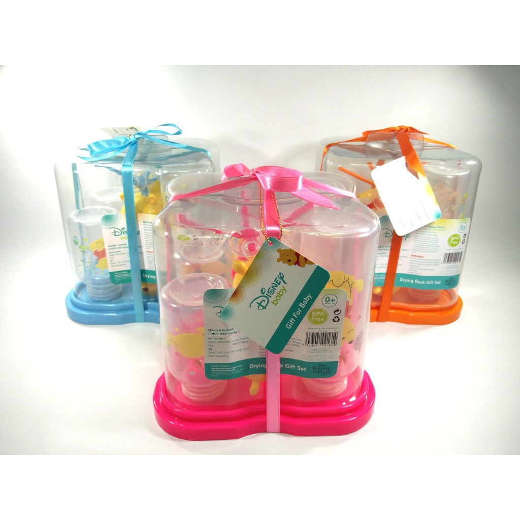 Botol Susu + Drying Rack Set Disney Isi 4 Winnie The Pooh | Kado Bayi-termurah