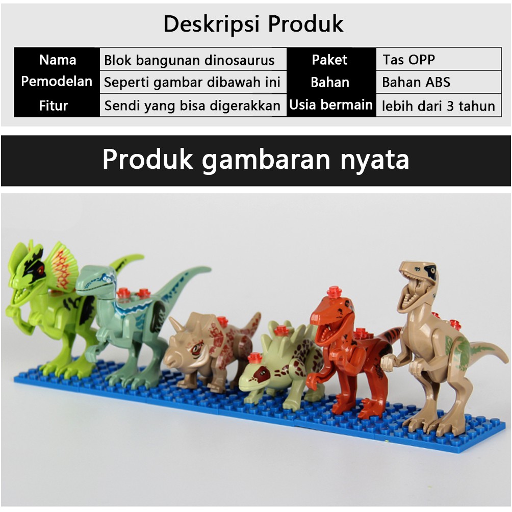 【Stok Baru】Mainan dinosaurus Jurassic balok mainan Pendidikan