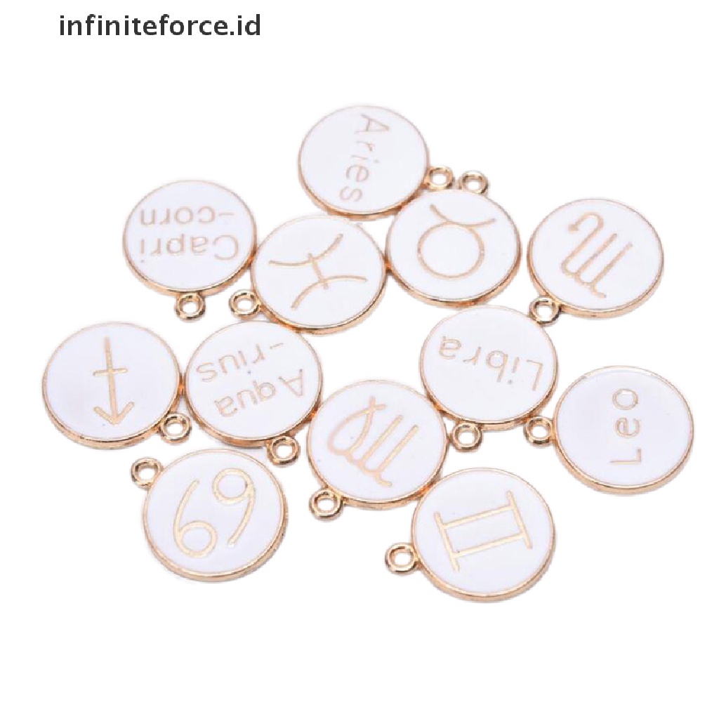 (Infiniteforce.Id) 12pcs / Set Liontin Enamel Motif Zodiak Untuk Perhiasan Wanita