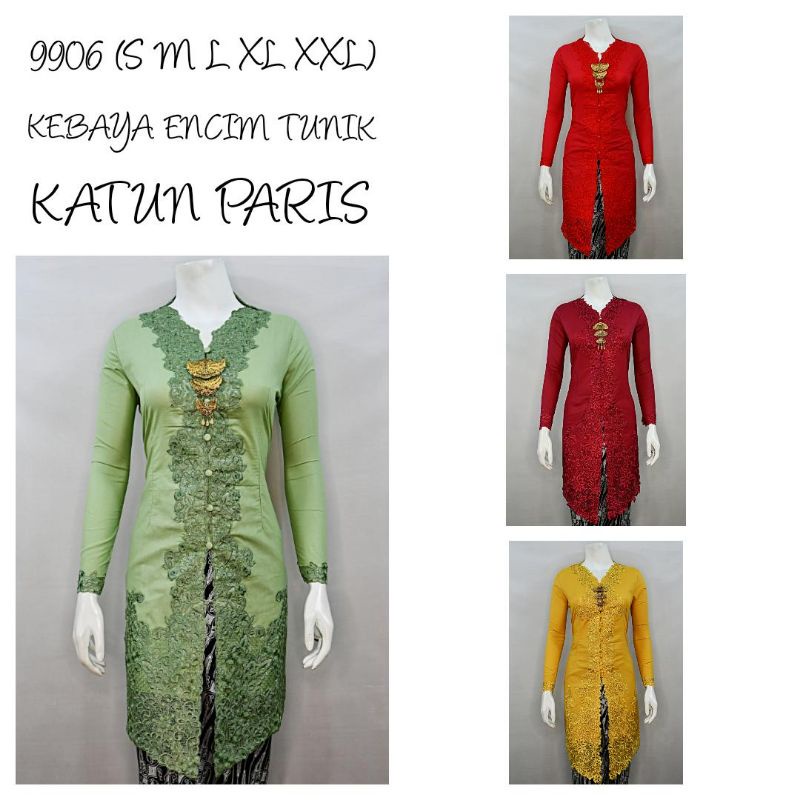 TMR Indah KEBAYA ENCIM TUNIK LENGAN PANJANG BORDIR SENADA KATUN PARIS KEBAYA WISUDA KEBAYA KATUN