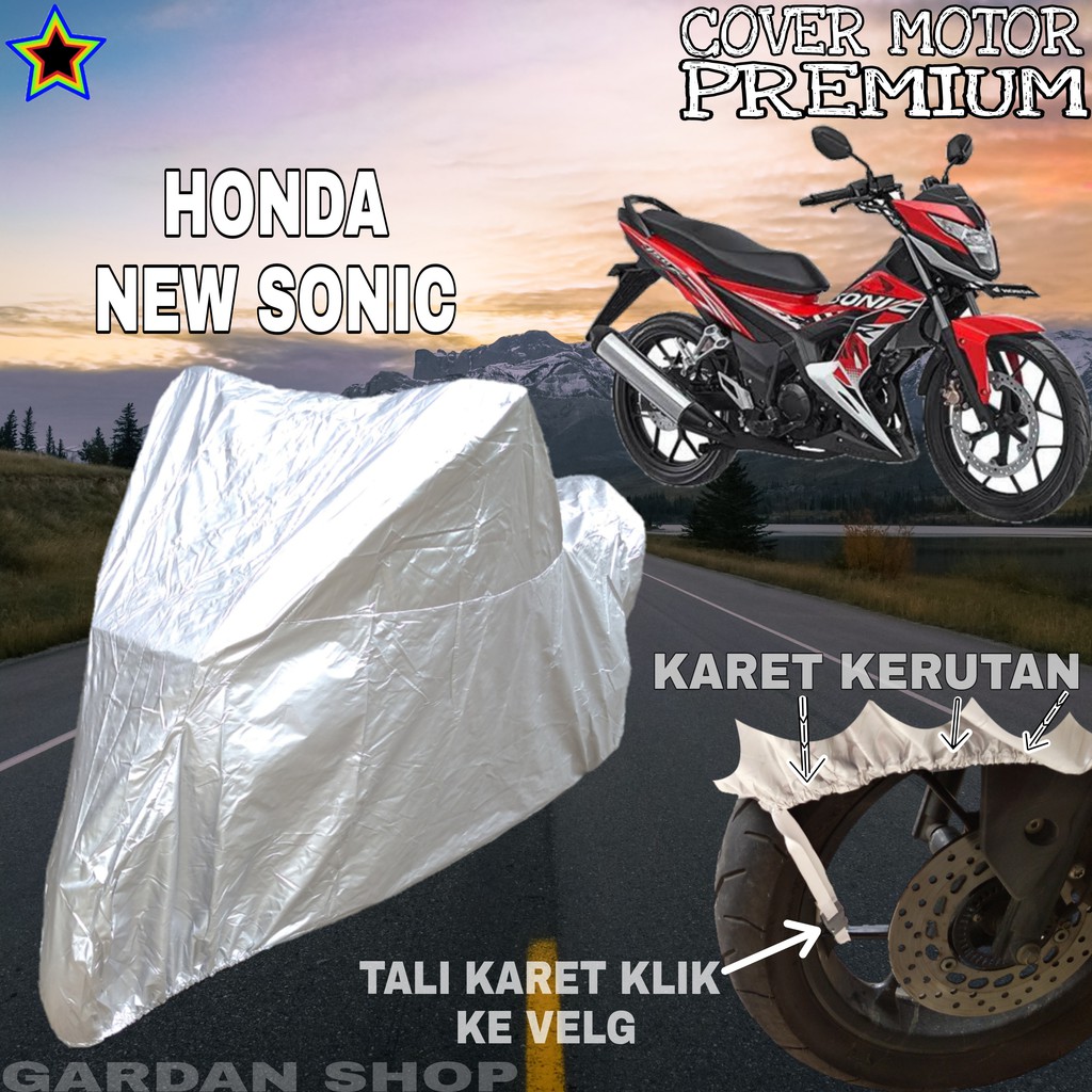 Sarung Motor HONDA NEW SONIC SILVER POLOS Body Cover Penutup Motor Sonic PREMIUM