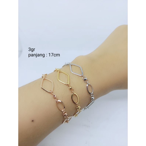 gelang tangan perak asli lapis emas/gelang tangan rantai persegi variasi/gelang tangan asli silver 925