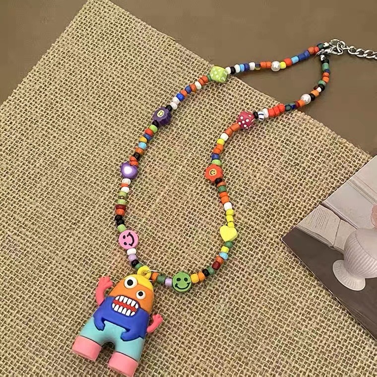 Kalung Rantai Dengan Liontin Kartun Monster Gaya Harajuku Hip Hop