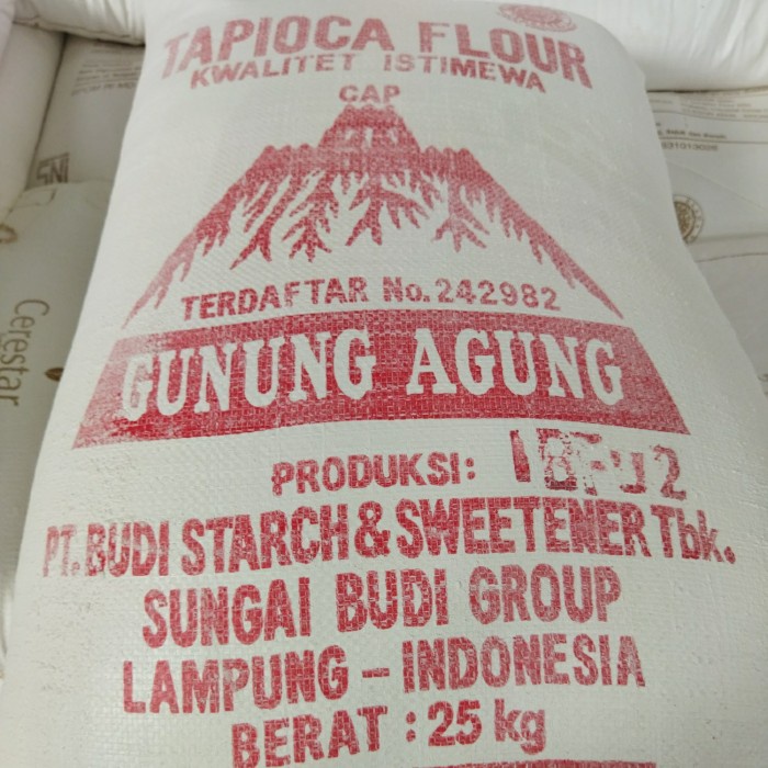 

Tepung Tapioka / Kanji Gunung Agung 1 SAK 25 Kg only Grab & Gojek Bdg