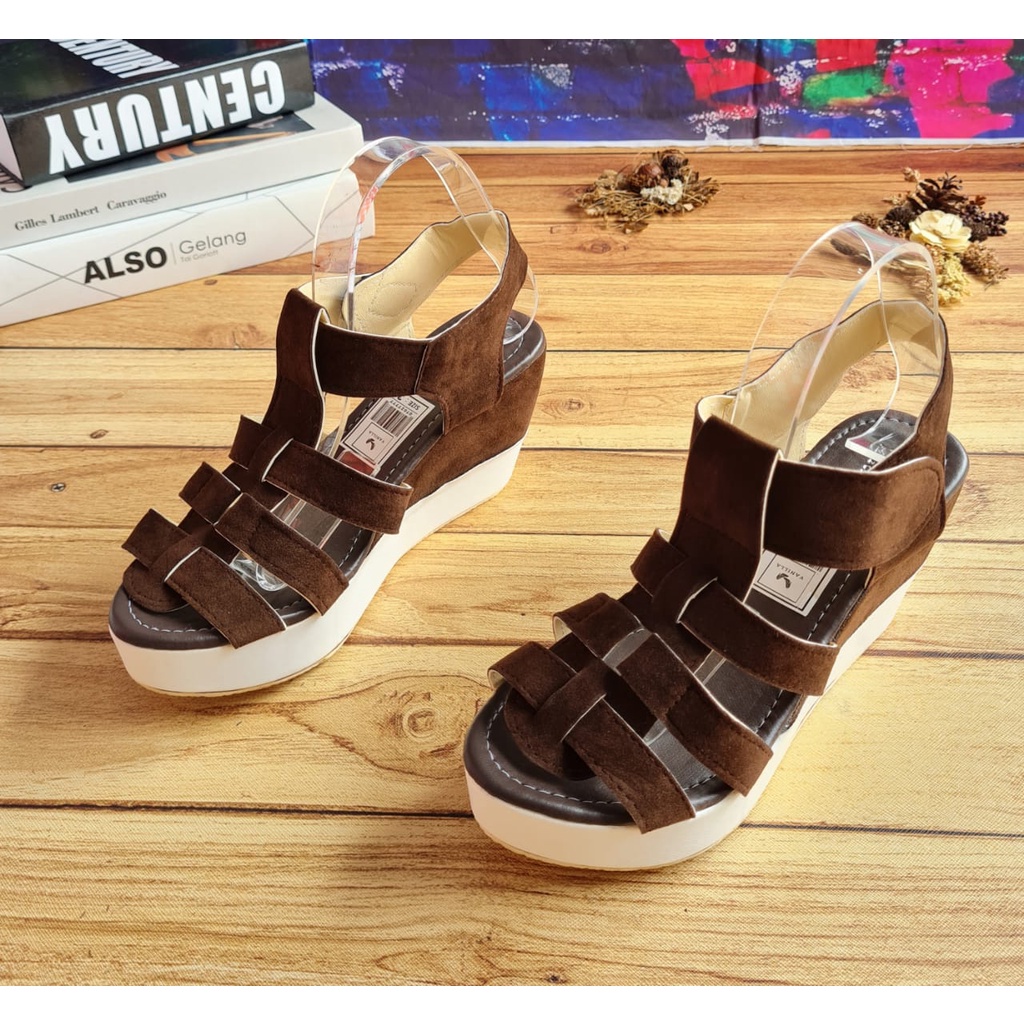 ABBUSHOES JH 51  Wedges Tali Cocok Disaat Santai Bahan Kanvas