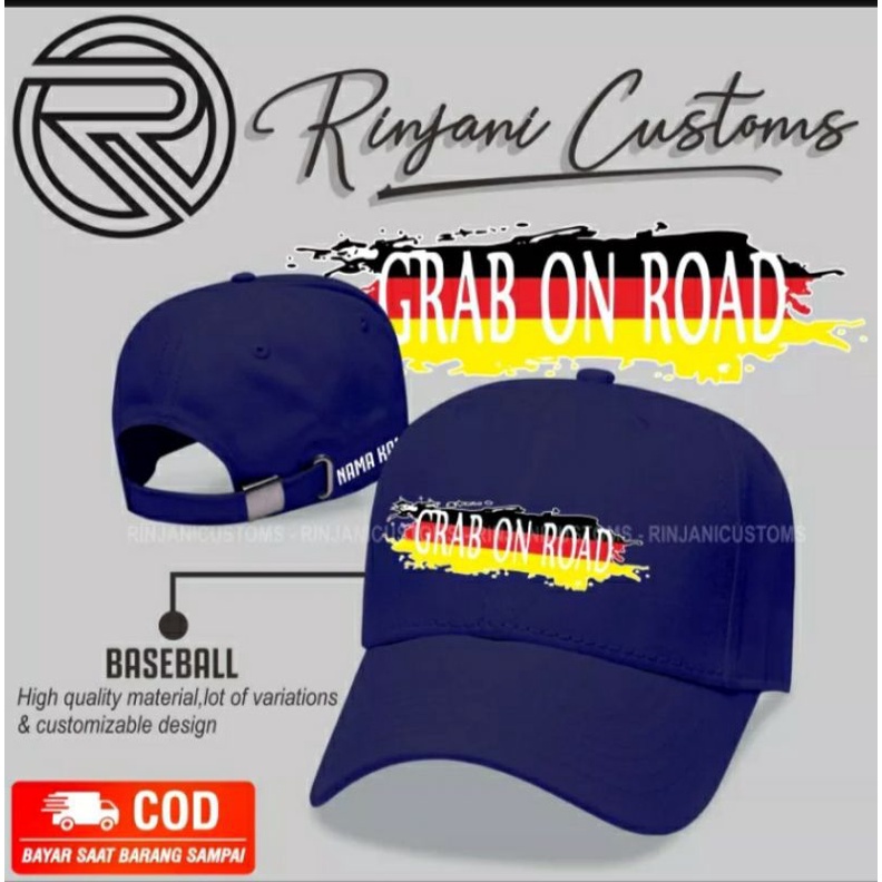 TOPI GRAB ON ROAD TOPI BASEBALL GRAB ON ROAD GRATIS NAMA