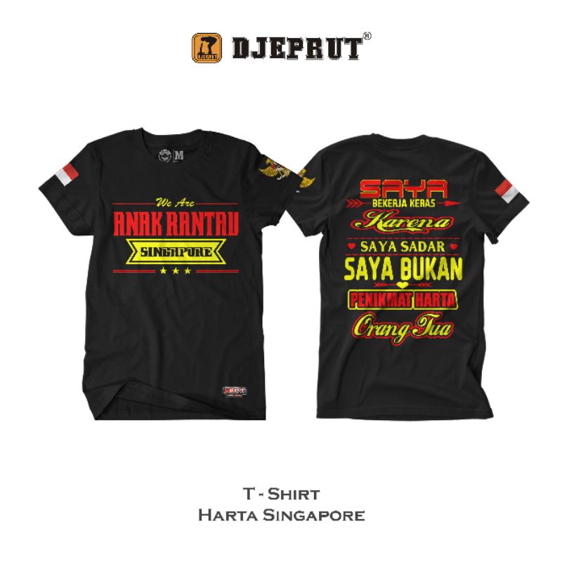 Kaos Harta Malaysia Singapore Taiwan Hongkong Hitam - Anak Rantau Perantau - Kaos Djeprut Original -
