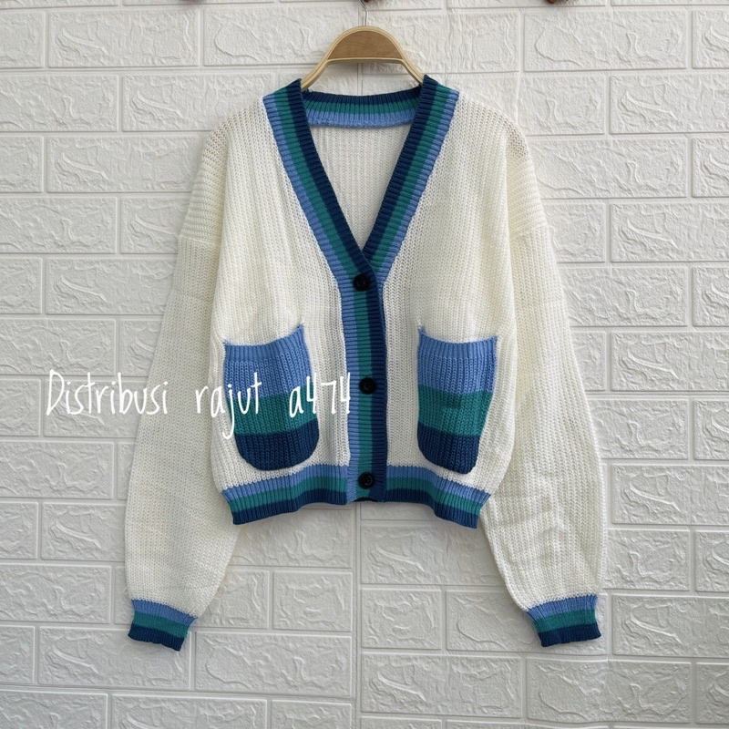 DINDA SAKU ATASAN CARDIGAN RAJUT GOJLONG MOTIF PREMIUM