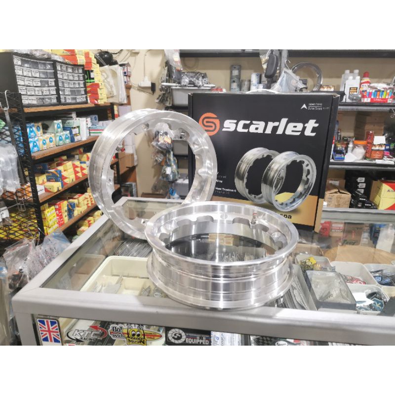 Velg Tubeless Vespa Scarlet Chrome Tapak Lebar  Ring 10 size 2.50 Set Vespa Classic Ring 10