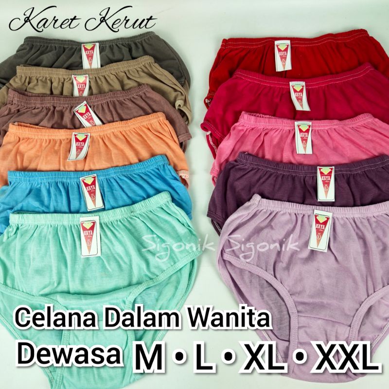 CD Celana Dalam Wanita Dewasa M L XL XXL 2XL Jumbo Polos HANI HAYA KARET KERUT Katun Rayon Sempak Cewek Sigonik