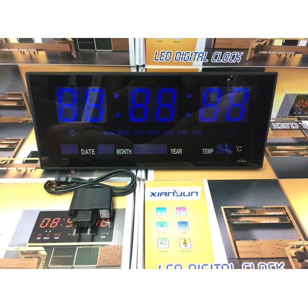 Jam Dinding Digital LED Meja LED Clock 3615 Biru