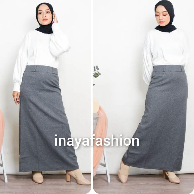 Rok Kerja Panjang Hitam Rok A Line Bahan Formal Kantor / Rok Panjang Wanita Hitam Polos