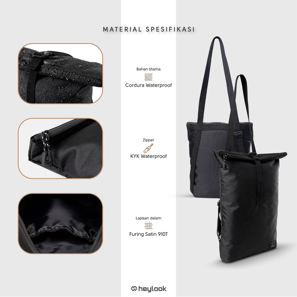 HEYLOOK Project - Tote Bag POLAR Waterproof Multifungsi Tas Jinjing Pria Wanita Anti Air Muat Laptop 14&quot;