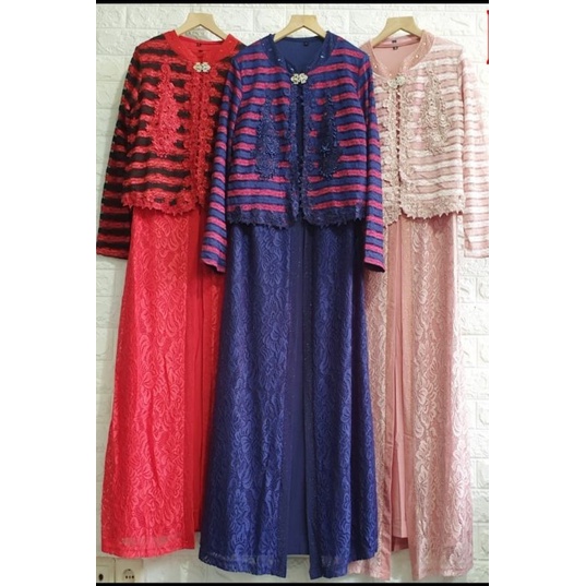 Helen dress brokat gamis jumbo import baju pesta baju kondangan real pict