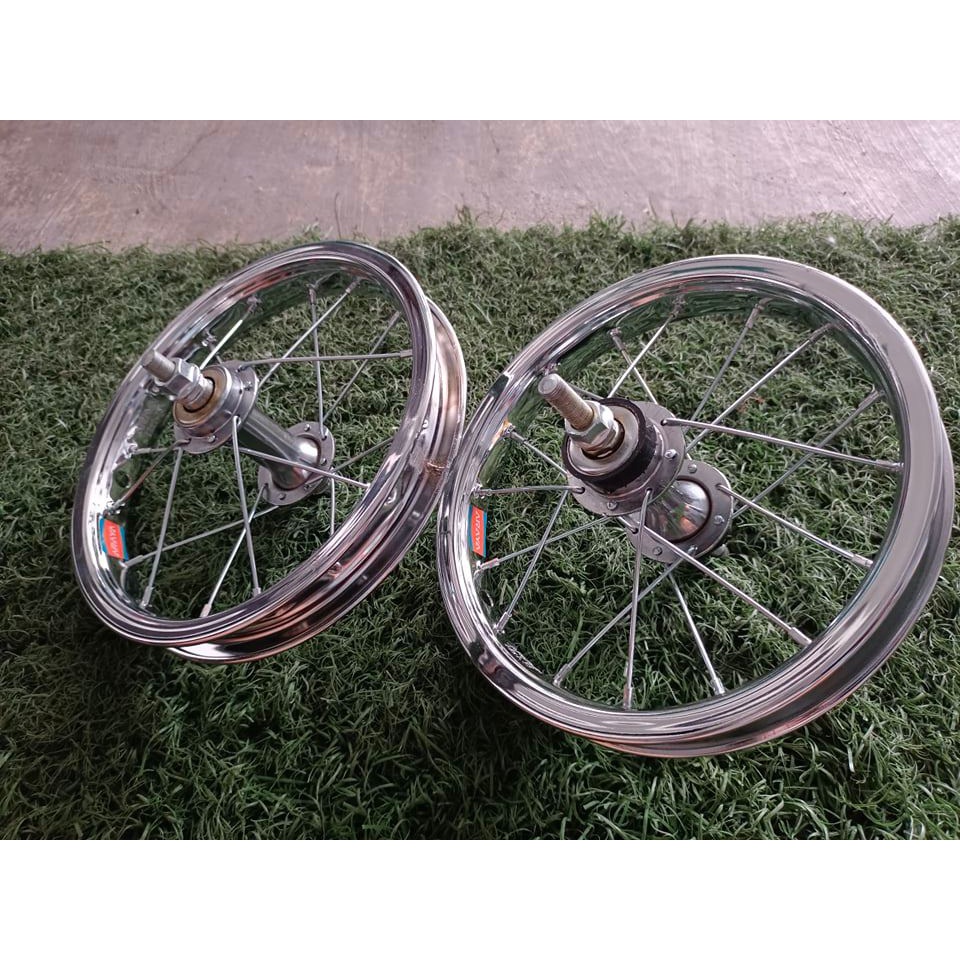 Wheelset Araya Sepeda Anak Ukuran 12 Sepasang Depan Belakang velg/rims alloy dan besi