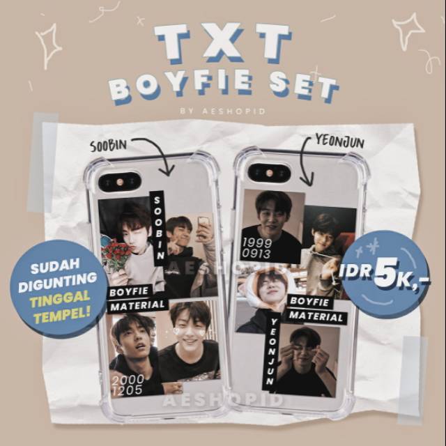 (TX-001) Sticker case hp TXT aesthetic boyfie pack set tumblr stiker kpop yeonjun soobin taehyun beomgyu