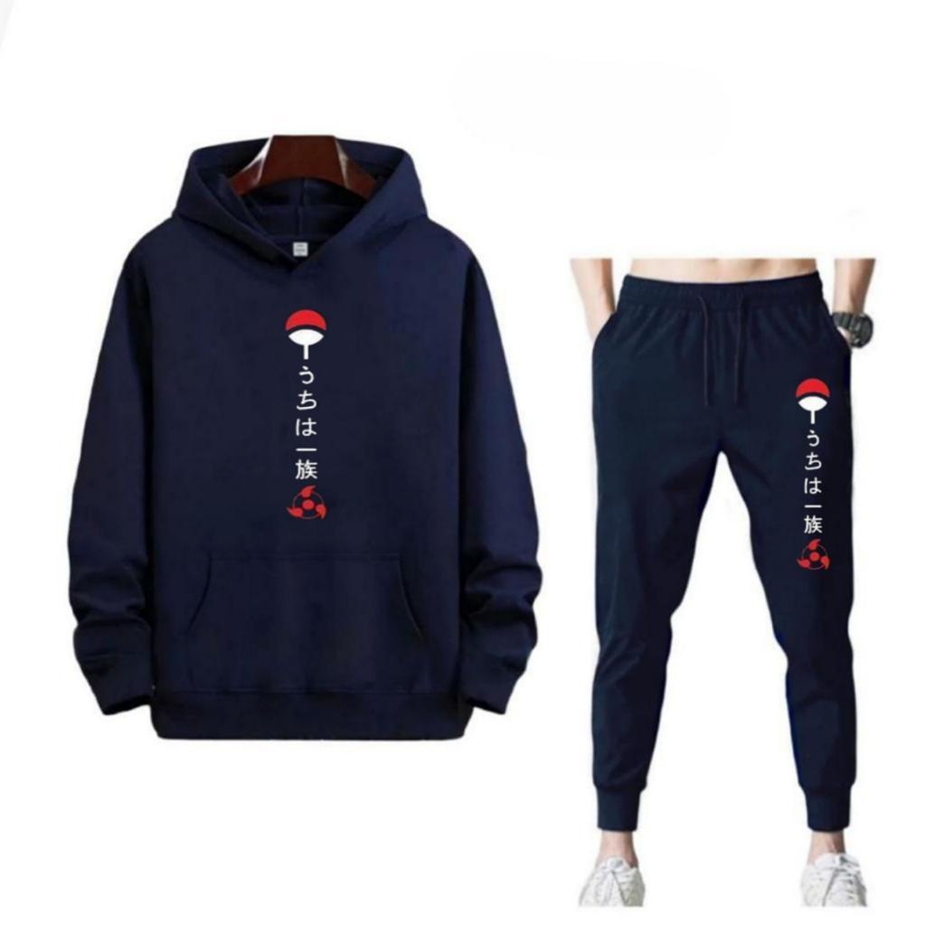 SETELAN PRIA HOODIE UCHIHA DAN CELANA JOGGER MURAH TERLARIS