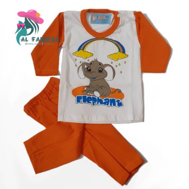 Setelan panjang bayi motif gajah