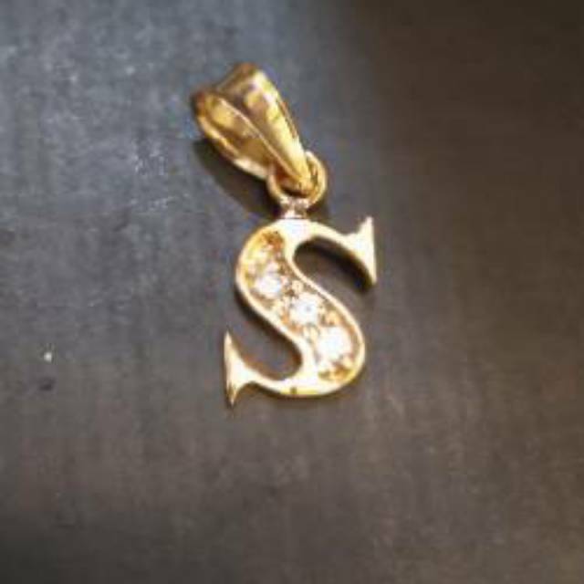 Liontin huruf S emas asli ubs 300