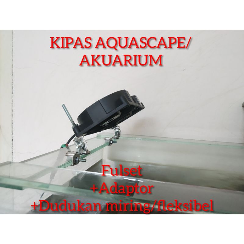 Dobel double dua kipas fan aquascape akuarium kolam mini fullset adaptor dan dudukan miring fleksibe