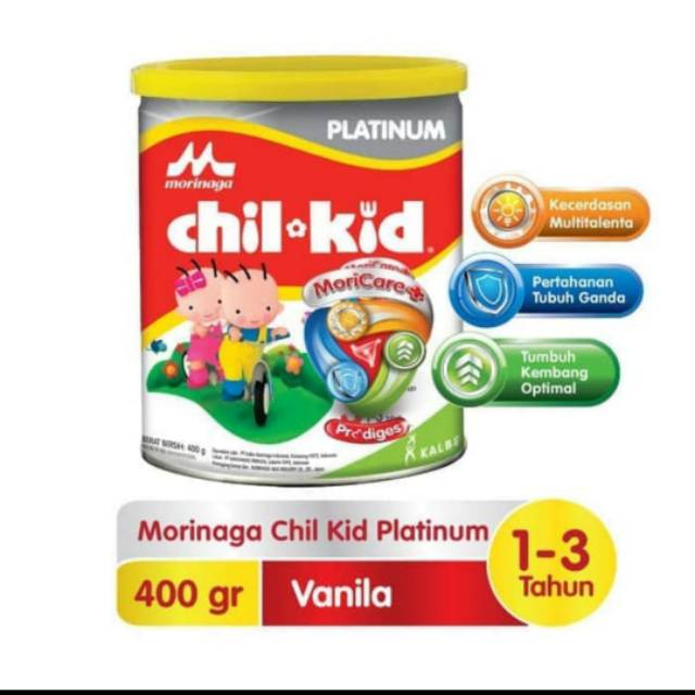Chil Kid Platinum morinaga chilkid susu bayi 1-3 tahun Vanila/ Madu 400gr.