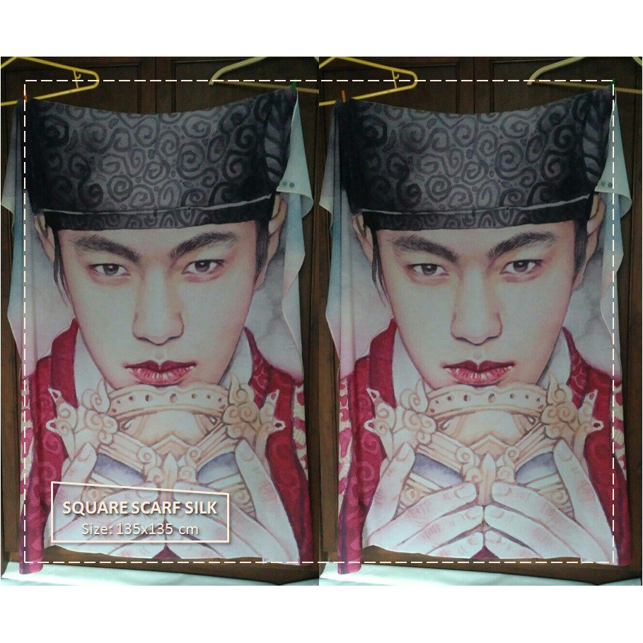 SQUARE SCARF SILK "KIM MYUNGSOO Fanart"