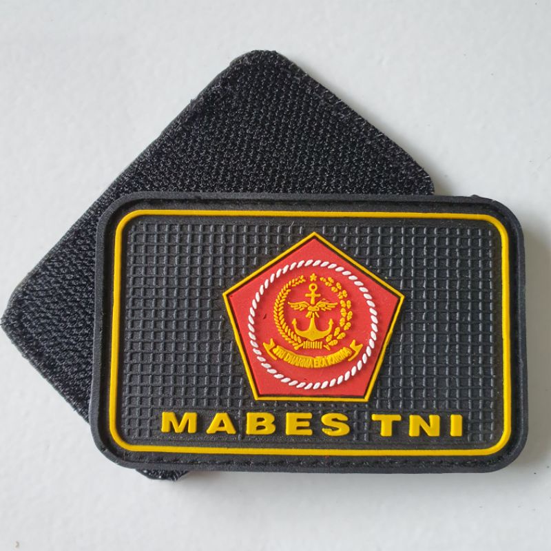 PATCH RUBBER LOGO MABET TNI DASAR HITAM/TEMPELAN EMBLEM KARET VELCRO