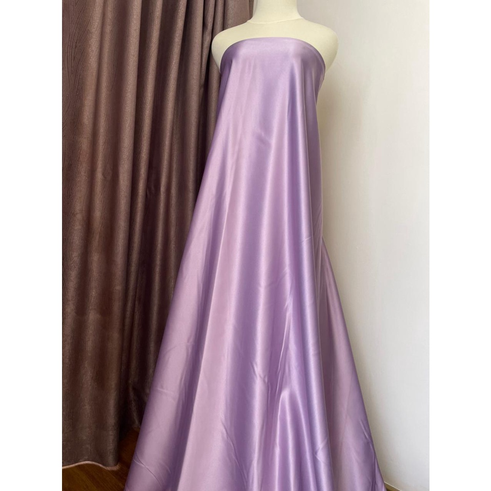 Bahan Kain Satin Saten Bridal Pengantin Duces Dutches Deutchess Deuchesse Meteran Premium Quality Warna Ungu Lilac