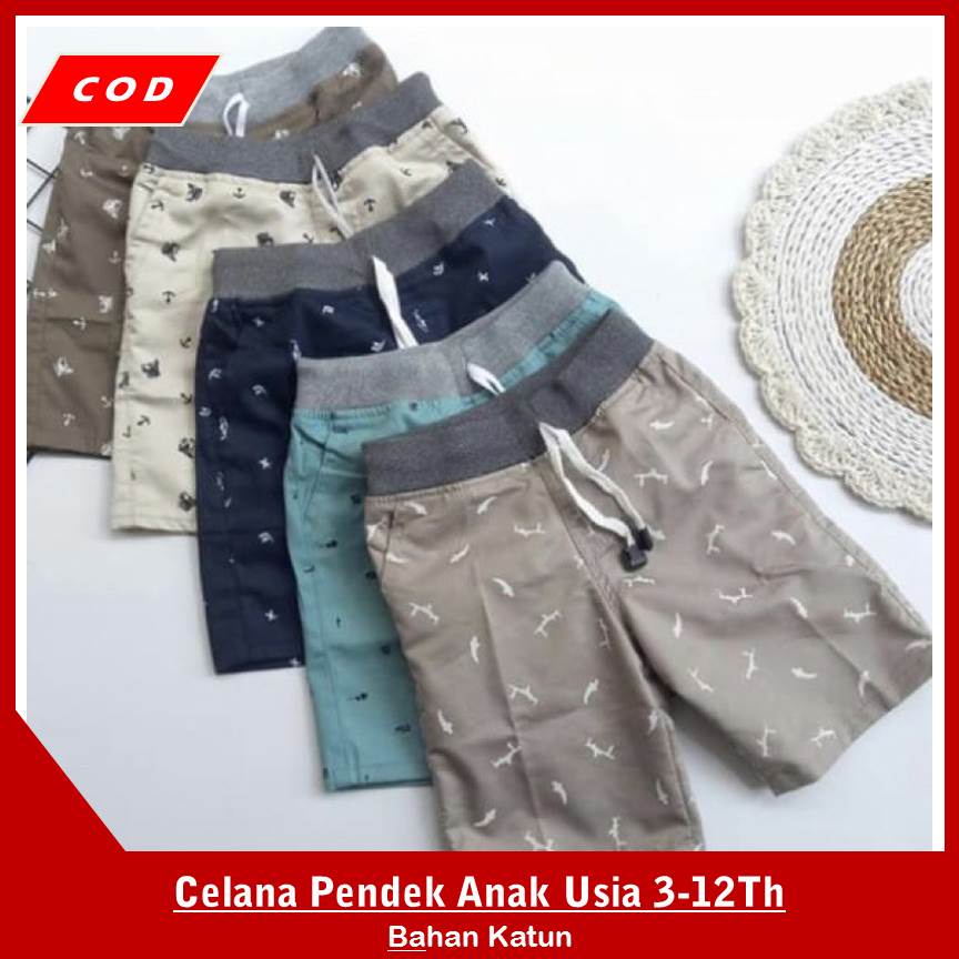 Bundling 5pcs Celana Pendek Anak Laki-laki Motif Bahan Katun Kolor Santai Harian