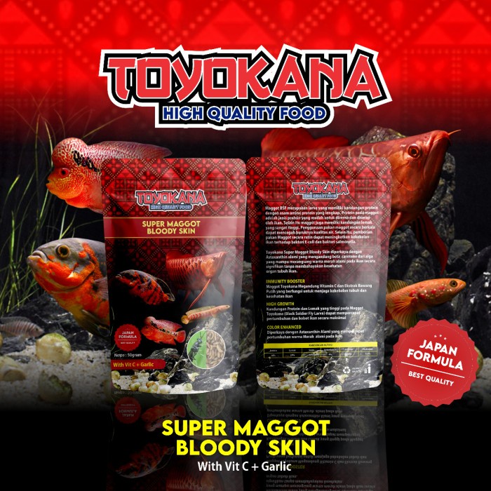 TOYOKANA - SUPER MAGGOT BLOODY SKIN Maggot BSF +Vit C dan Garlic 50 Gr