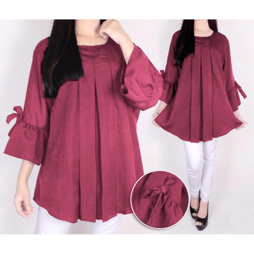 ERLINDA  BLOUSE WANITA | BIG SIZE | PLAIN BLOUSE | ATASAN WANITA | BAJU JUMBO ERLINDA-6